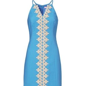 Lilly Pulitzer Blue Halter Mini Dress with Cream Trim